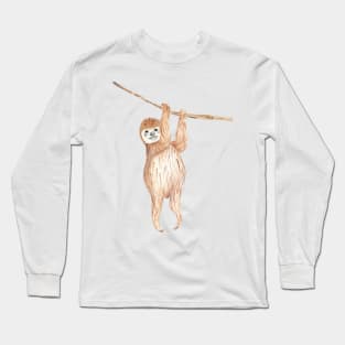 Cute Sloth hanging in tree Long Sleeve T-Shirt